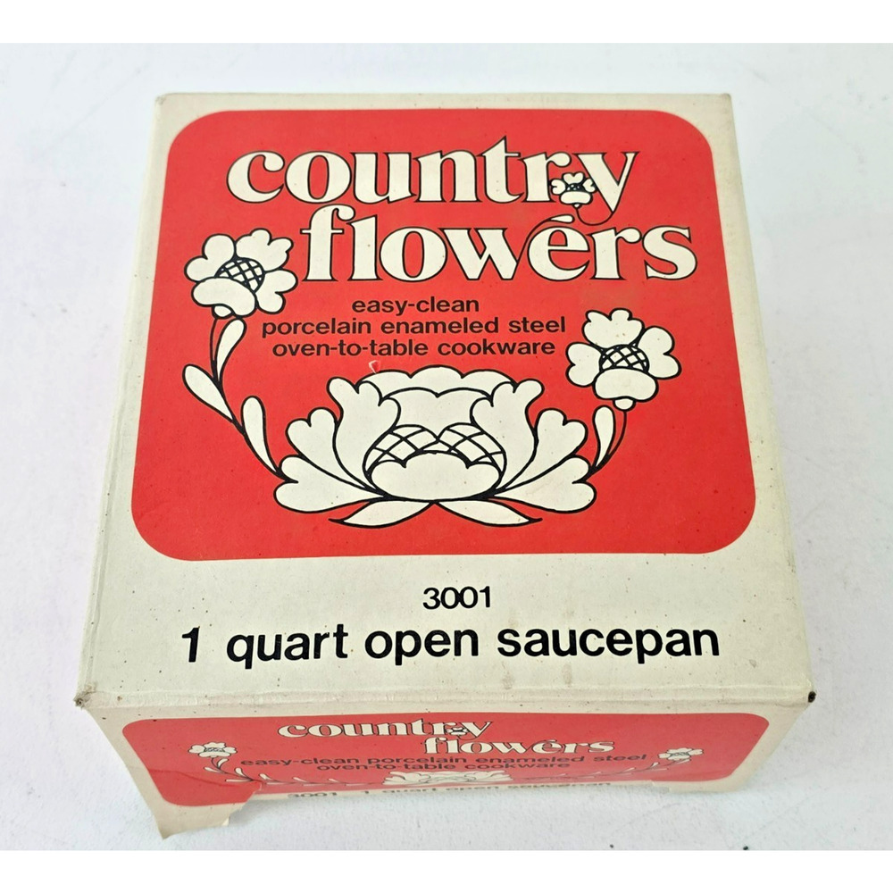 Vintage Country Flowers 1 Quart Open Saucepan #3001 NEW OLD STOCK